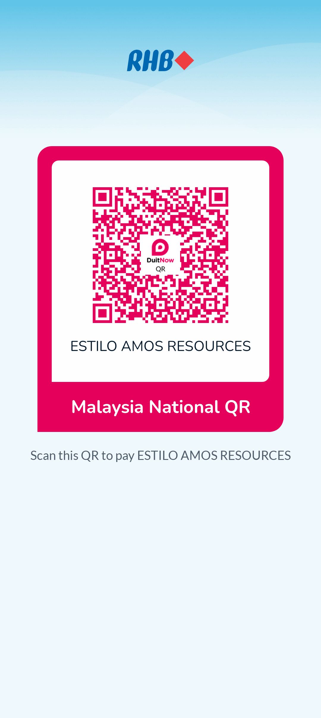 DuitNow QR Estilo Amos Resources, penyelaras DigitalMulaKu